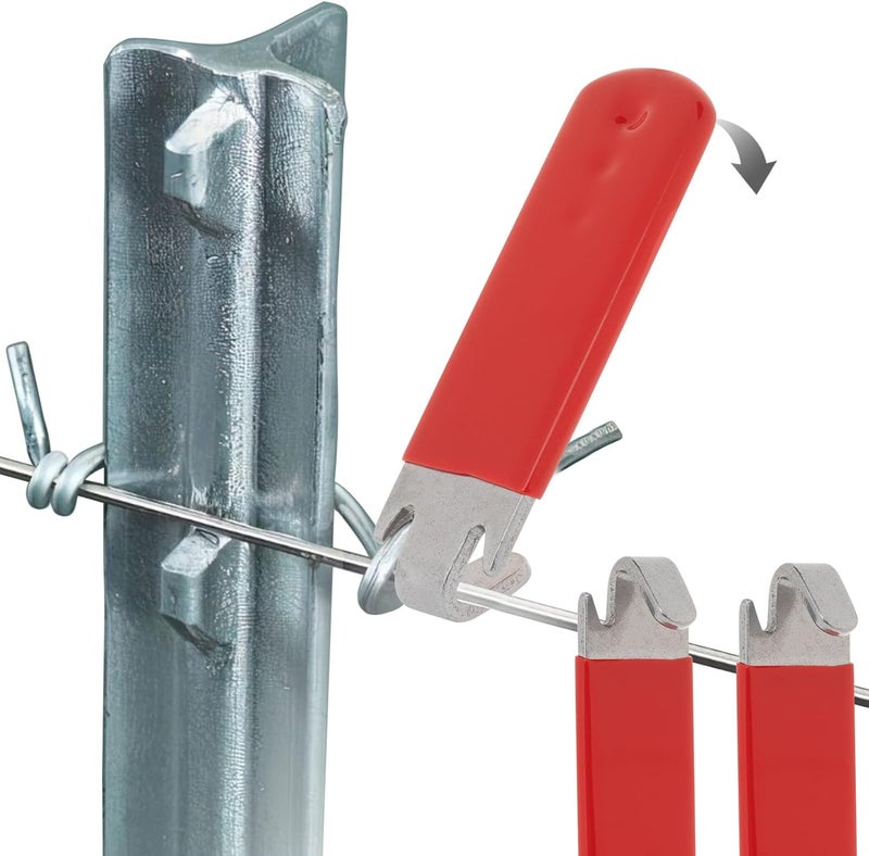 Jikbeed T-Post Clip Tool: Fence Wire Twisting and Fencing Tool with Red Rubber-Coated Handle - Easy to Use and Time-Saving (2 pcs) - Image 1